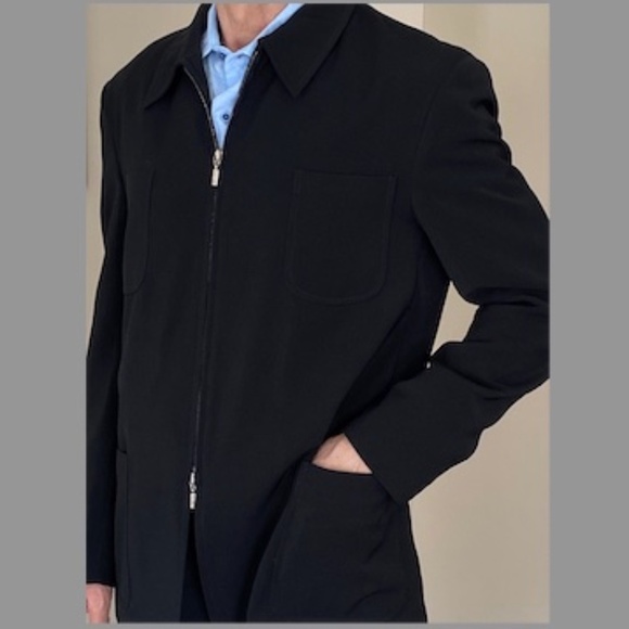 Armani Collezioni Y2K Vintage Jacket 2-Way Zipper Blouson Black Size 42R - Picture 9 of 16